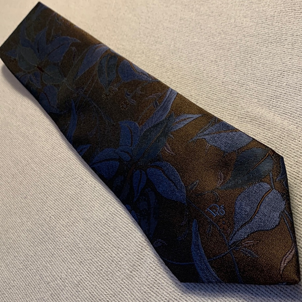 Polyester Christian Dior black and blue floral tie